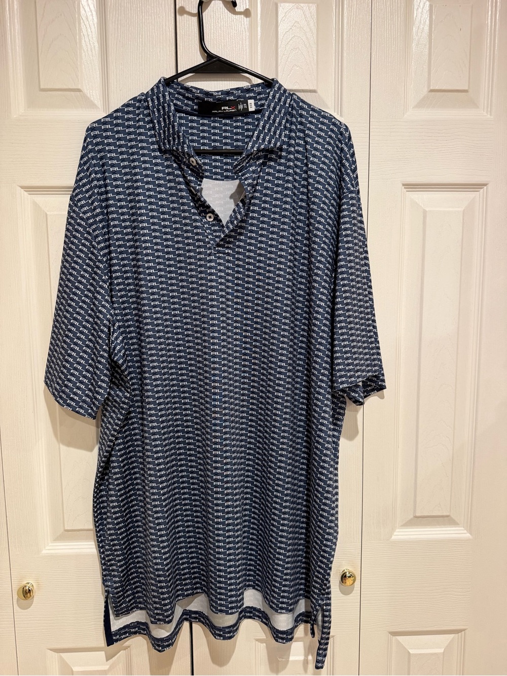 Ralph Lauren Navy and White Micro-Pattern Polo